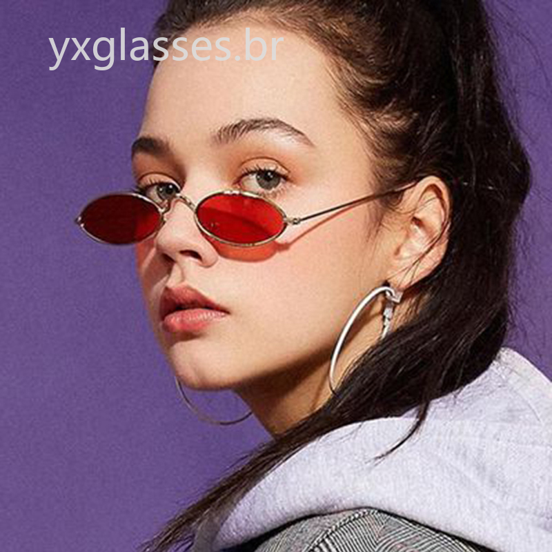 ( yxglasses.br ) Redondos Oculos De Sol De Moda ClaSicos Femininos Masculinos Retrí Ssex Oval Culos Kurt Cobain Nirvana