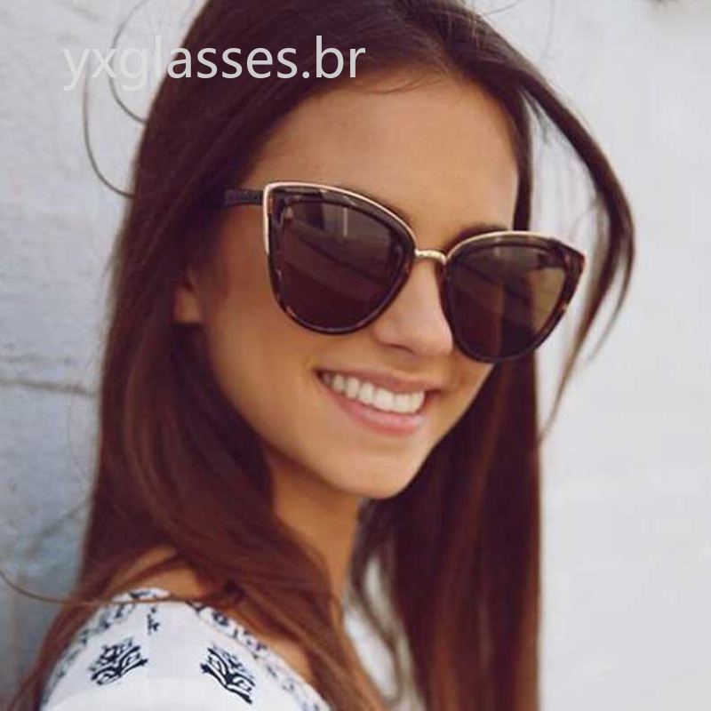 ( yxglasses.br ) Olho De Gato Culos De Sol Cl Ssico Gato Mular Culoos Femininos Senhoras Retro Da Moda Culos De Sol Para Mulheres