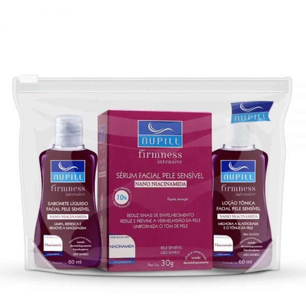 Kit Facial Viagem Hialurônico Niacinamida Nupill 3 Itens