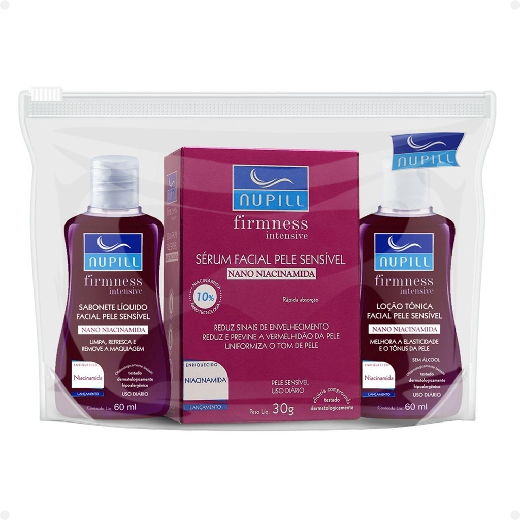 Kit Travel Nupill Firmness Intensive Nano Niacinamida: Sabonete, Sérum e Loção Tônica