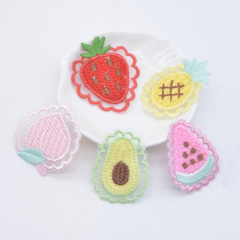 10 Pcs Bordado Malha Scrapbooking Melancia Abacaxi Abacate Morango Frutas Apliques Decoração De Casa Acessórios