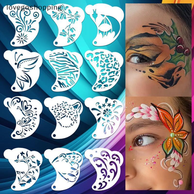 [lovego] Conjunto De Estêncil De Tatuagem Para Pintura Facial De 16 Unidades , Estênceis De Arte Corporal Vazados Reutil