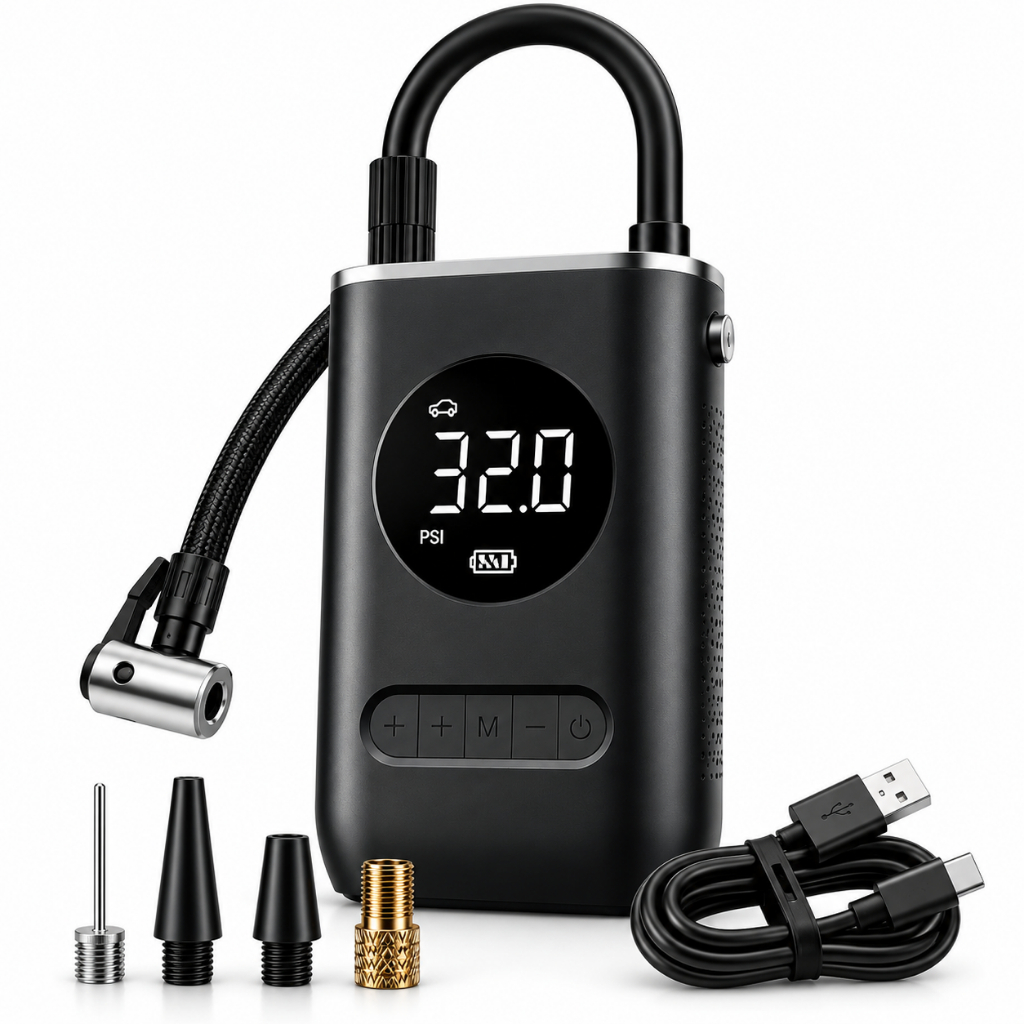 Mini Compressor De Ar Digital Portátil Carro Moto Bike Bola Calibrador Automático Inflador Elétrico Pneus Veicular Bomba