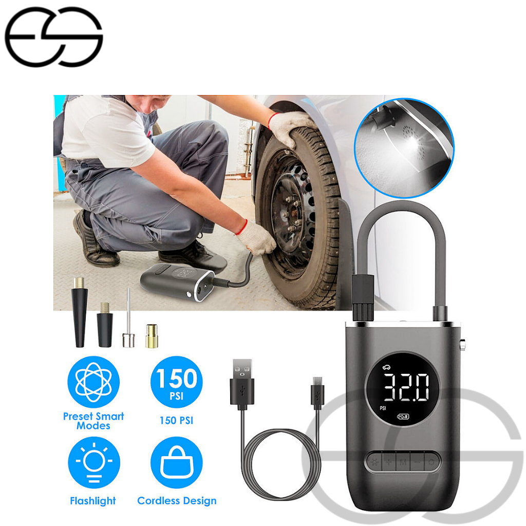 Mini Compressor de Ar Bomba De Ar Portatil Recarregavél Digital USB  Calibrador Pneu ES