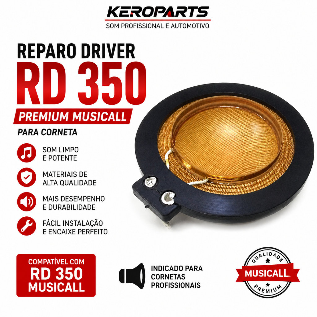Reparo Para Driver Ramos RD 350 Premium Corneta Reposição Diafragma Som Automotivo RAMOS DRIVER 350