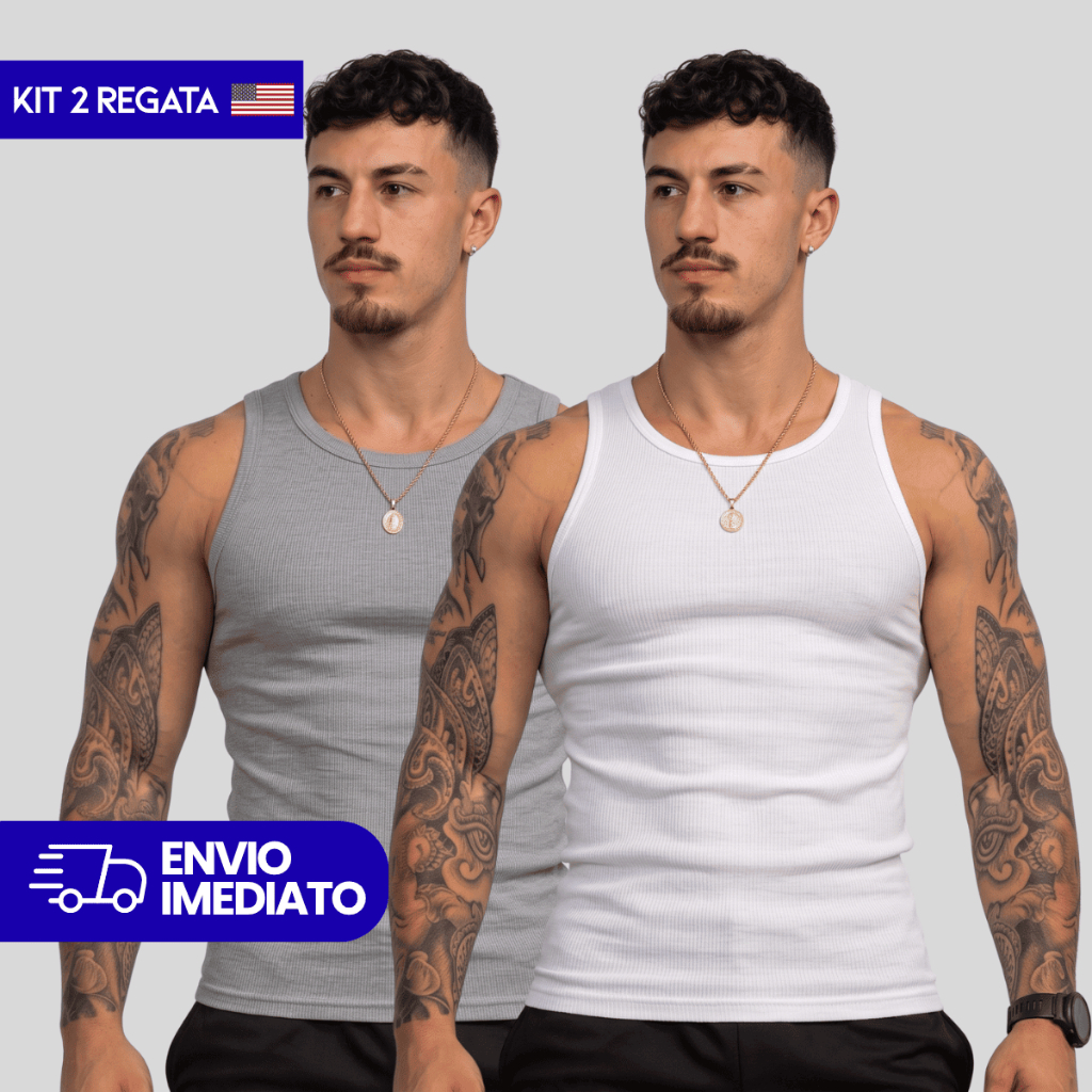 Kit 2 Regata Americana Masculina Cavada Sportswear Treino Musculação Estilo Rapper Basquete
