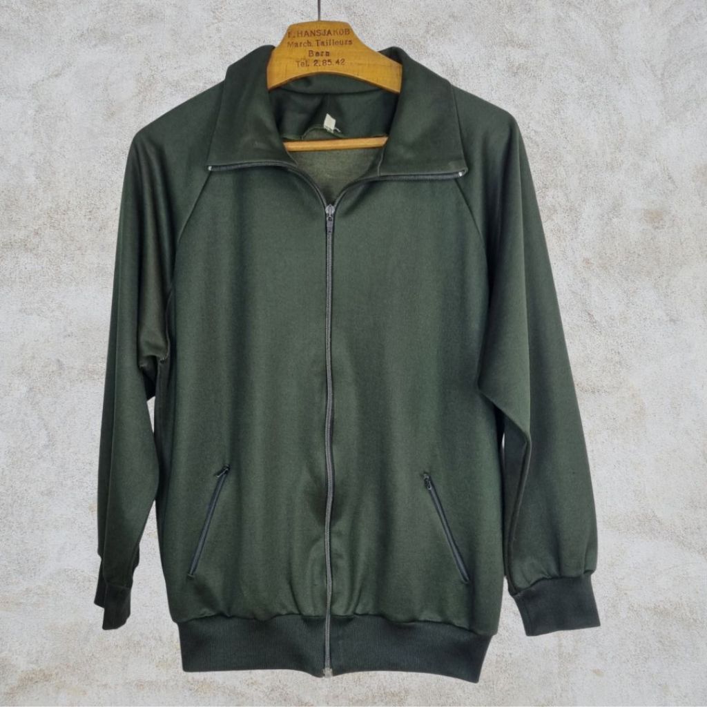Jaqueta Helanca Raglan Verde Anos 70 Masculina | Brechó Vintage Old School Sportswear