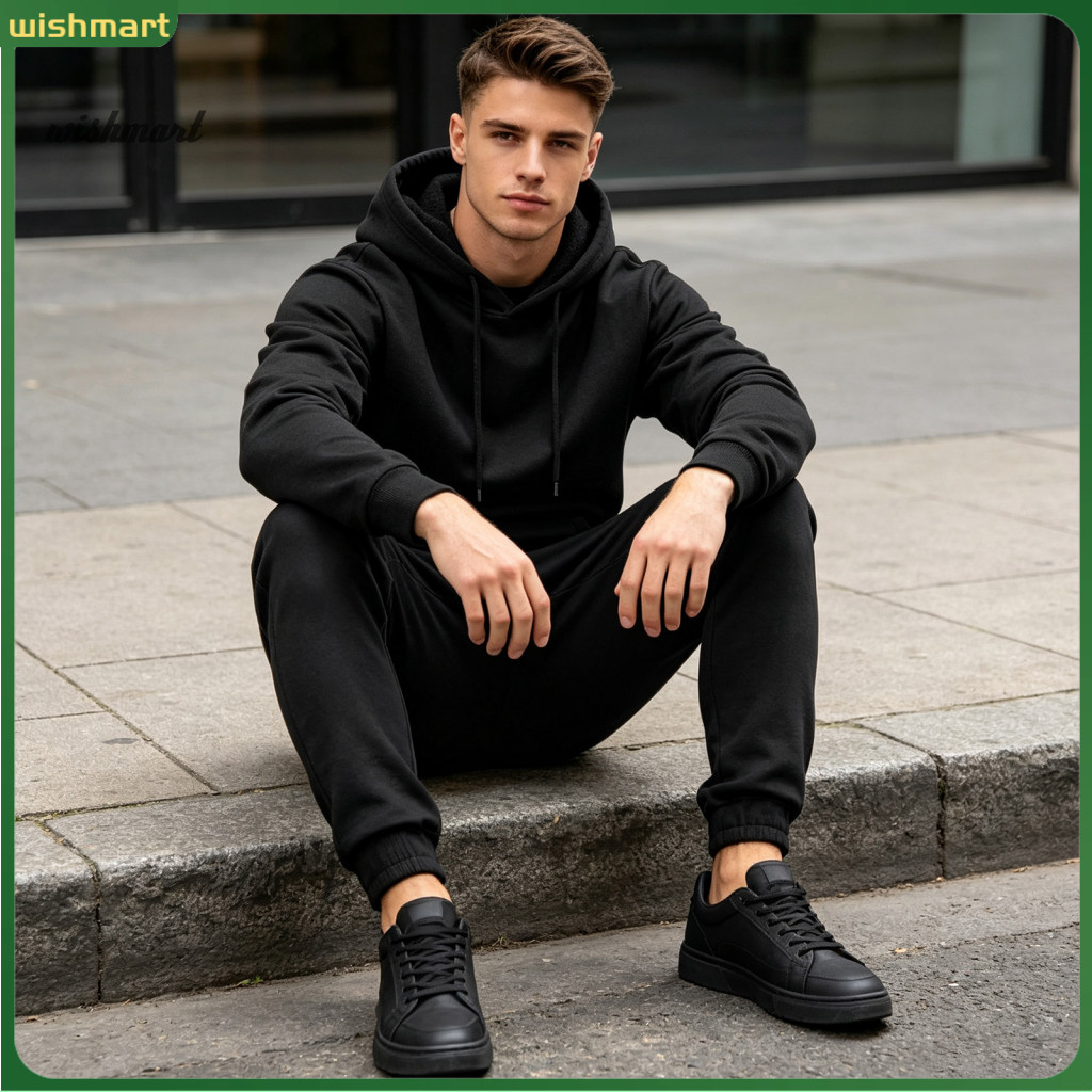 Mens Athletic Tracksuit Sports Hooded Sweatshirt Men’s Hoodie and Pants Set – Sportswear Drawstring Sweatpants Fall