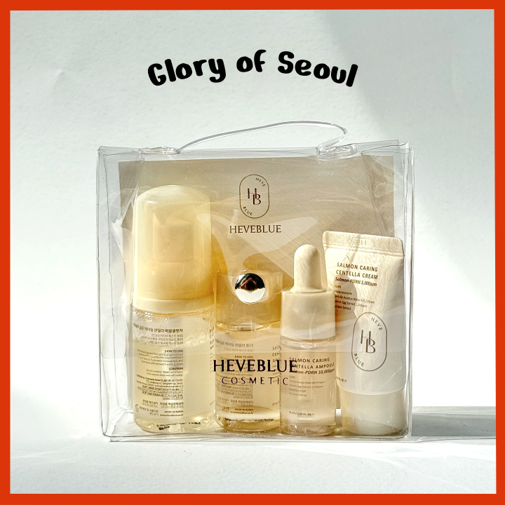 HEVEBLUE SALMON CEULING CENTELLA Special Travel Kit Bag (limpador / creme / ampoule / toner)