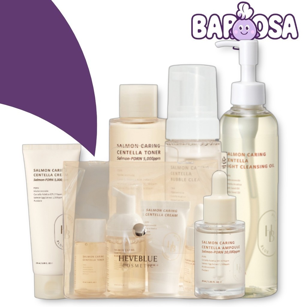 Coleção HEVEBLUE Salmon Careing Centella [Toner/Ampola/Creme/Óleo De Limpeza/Limpador De Bolhas/Bolsa Kit De Viagem Espe