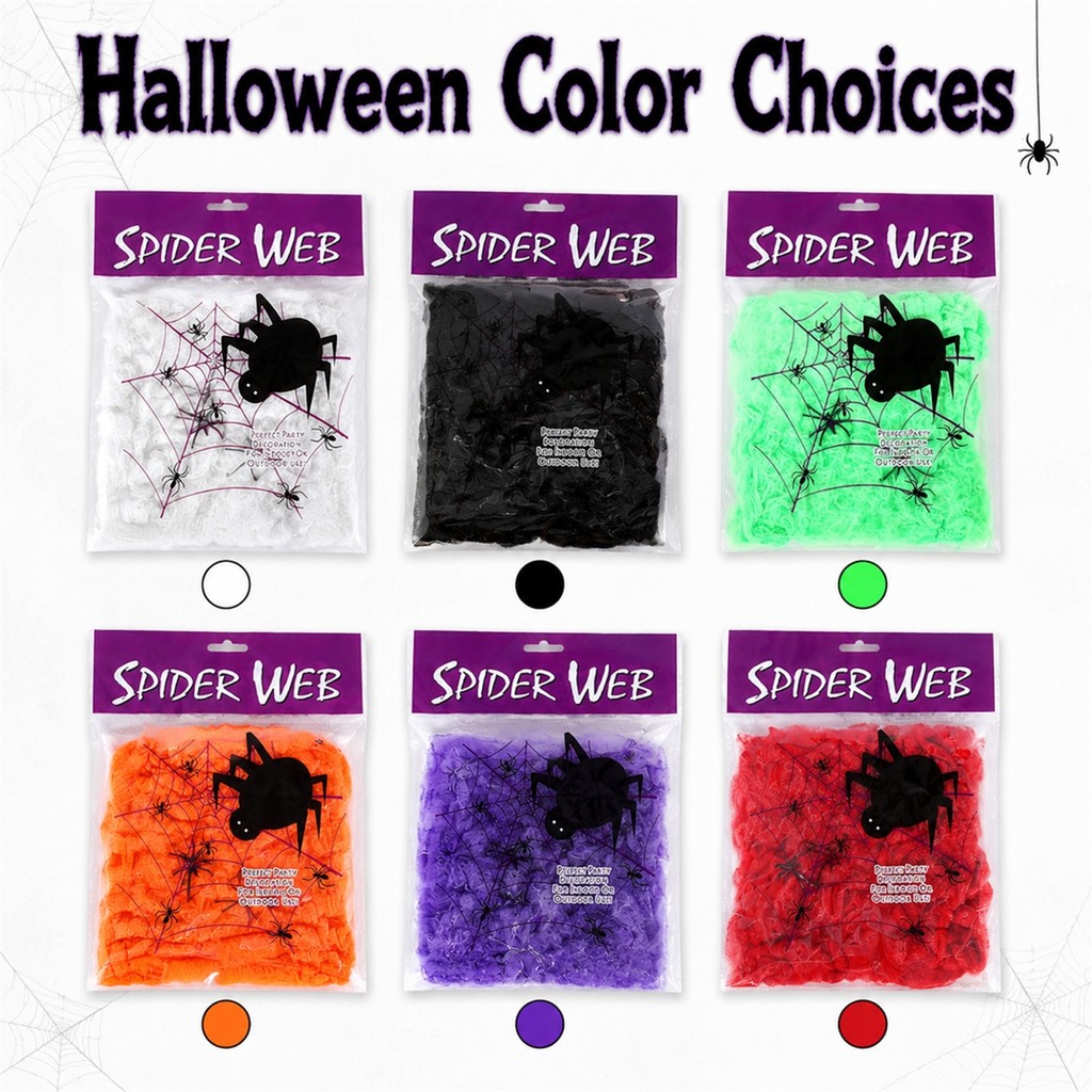 2 Pçs Aparência Reutilizável Halloween Aranha Web Decoração Macio Estiramento Para Estilo De Cena Realista