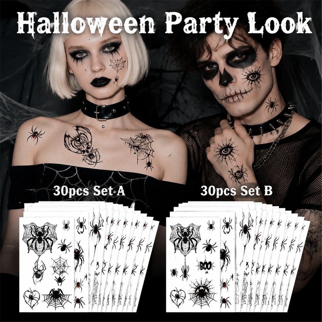 10 Pcs Halloween Spider Web Tatuagem Adesivos Arte Corporal Temporária Para Rosto Ombro Peito