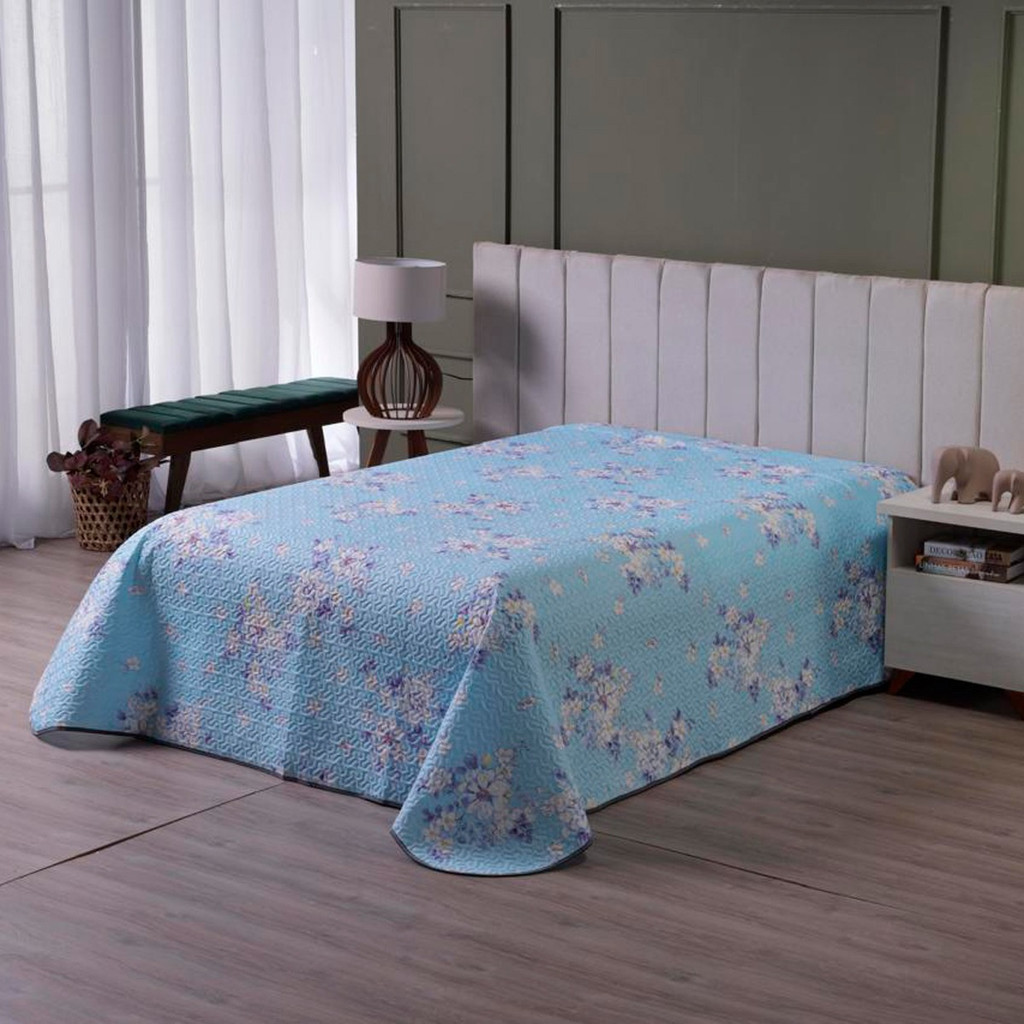 Cobre Leito Slim Casal Padrão Floral Cama Macio Estampado