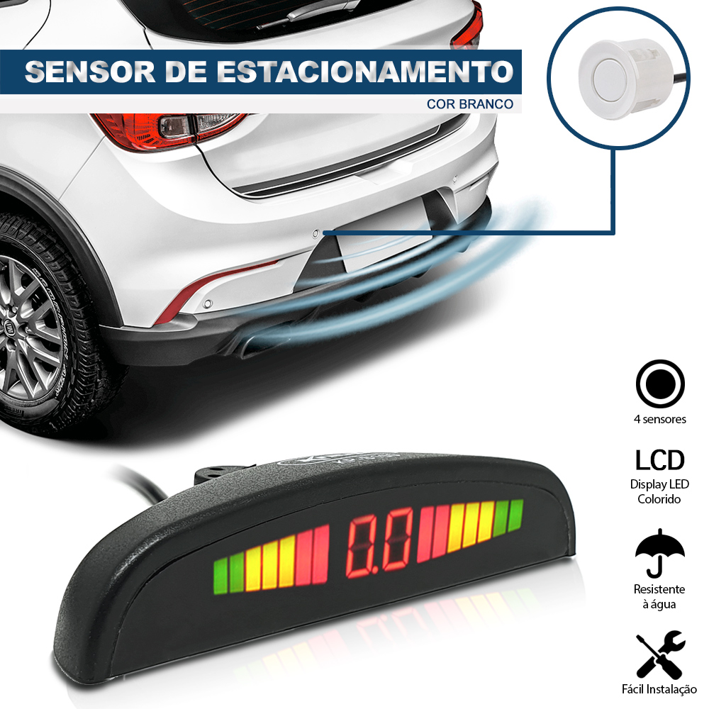 Sensor de Ré Traseiro Branco Aviso Aproximação Chevrolet Spin 2012 2013 2014
