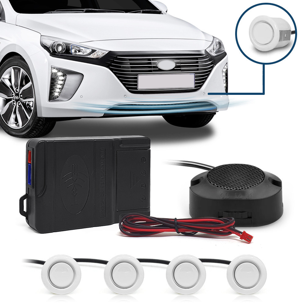 Kit Sensores Dianteiros Branco Chevrolet Spin 2012 2013 2014 Estacionamento Frontal Frente Aviso Sonoro