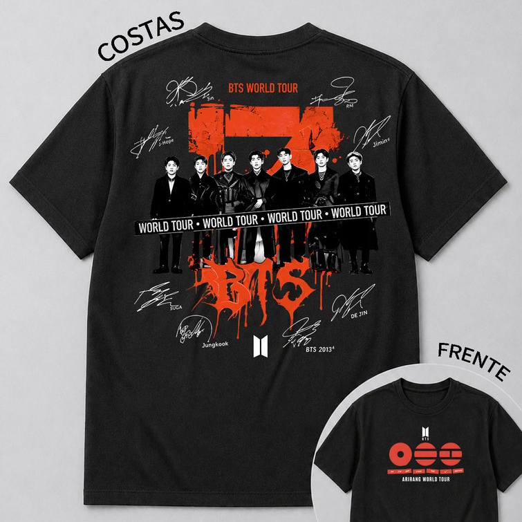 Camiseta Feminina BTS World Tour Kpop Army Arirang 2026 100% Algodão Unissex Camisa Plus Size