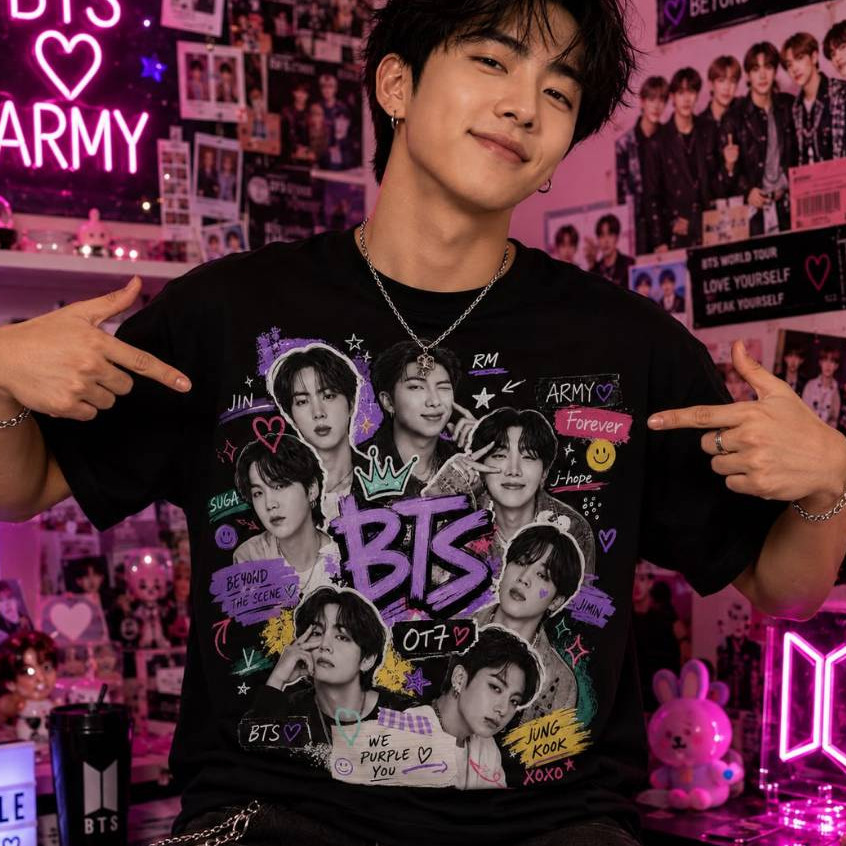 Camiseta BTS Arirang Tour 2026 100% Algodão Kpop Army Brasil Tshirt Coreana Camisa Premium Unissex