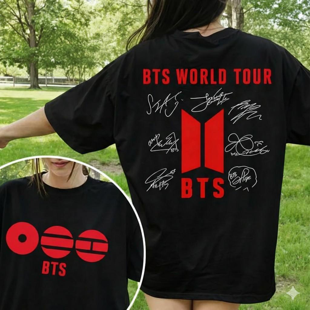 Camiseta BTS Tour Kpop Bangtan Army Jungkook 100% Algodão Unissex Premium Estampa