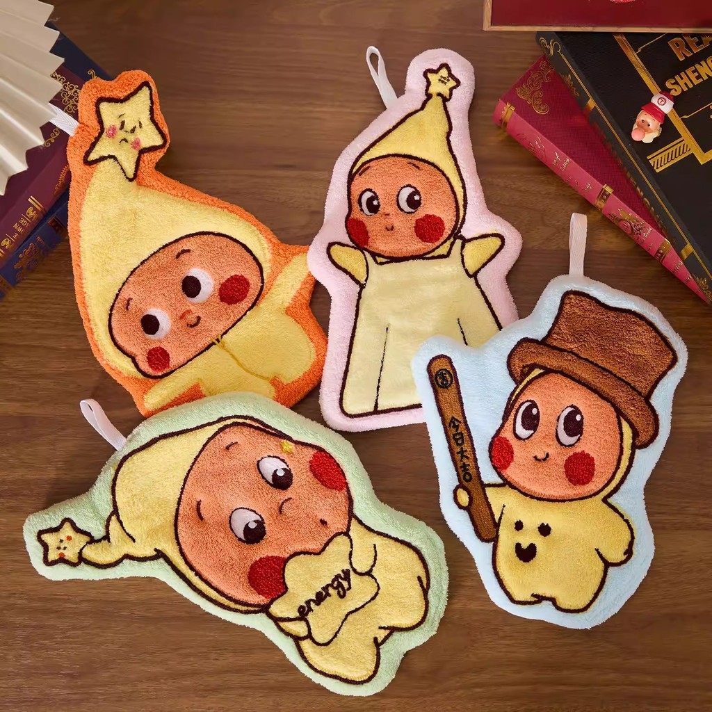 Cute Star Shape Hanging Hand Towel Soft Coral Fleece Absorbent Quick Dry Kitchen Bathroom Hand Cloth pab7
