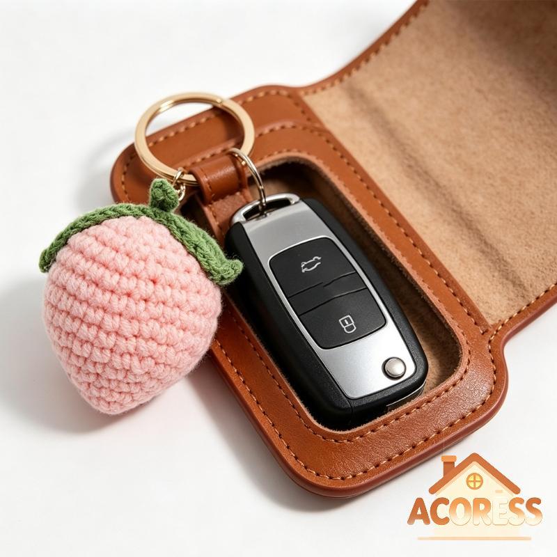 Hand Knit Shape Keychain Soft Yarn Excellent for Car & Gifts