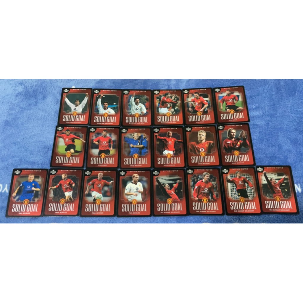 Cartão estrela de futebol American Yard 2003UD Manchester United SOLID GOAL Conjunto completo de cartão especial brilhan