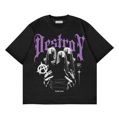 Camiseta Feminina Estampa Destruição Demônio e Pentagrama Moderna Estilosa Confortável Moda Feminina Casual