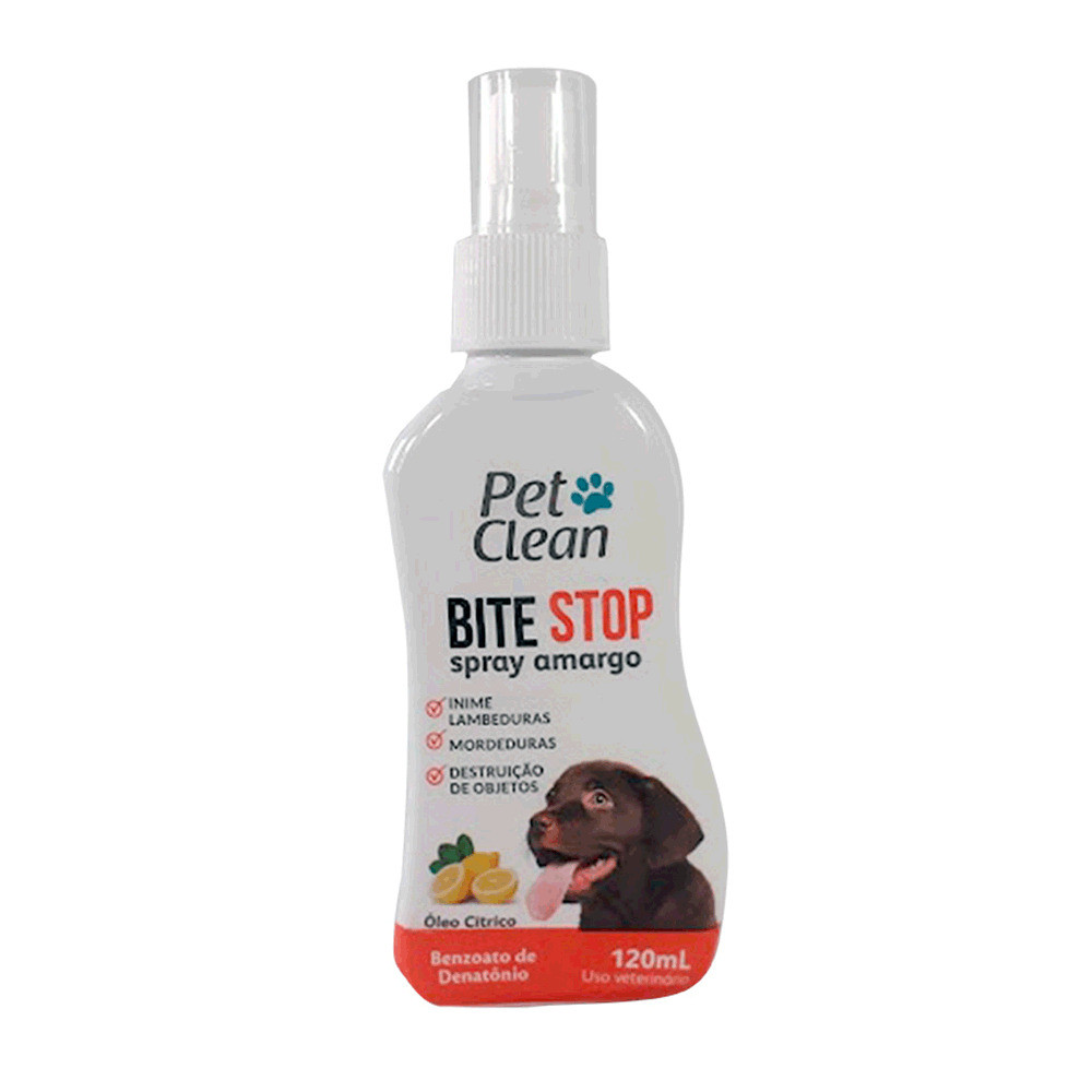 Borrifador Spray Anti Mordida Mutilação Destruição Bite Stop Adestramento de Cães 120ml Pet Clean
