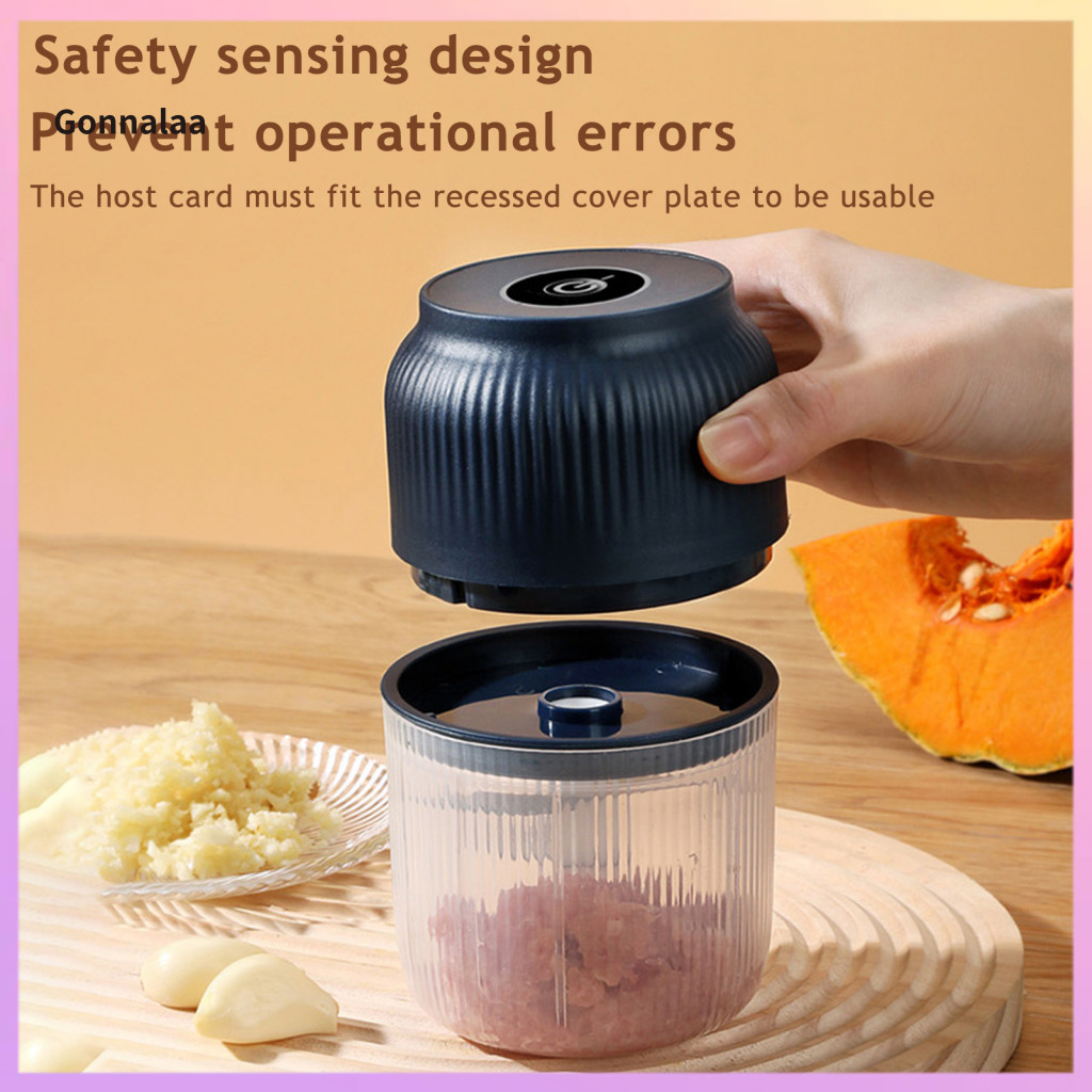 Electric Garlic Chopper Mini Rechargeable Cordless Veggie Mincer with 6 Blades – Portable Kitchen Gadget for Fast Onio