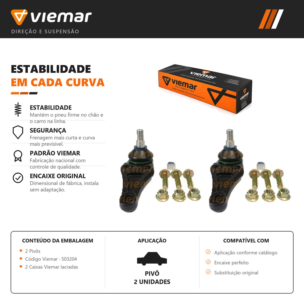 Par Pivô de Suspensão Mitsubishi L200 Triton Pajero 2001 até 2026 Viemar