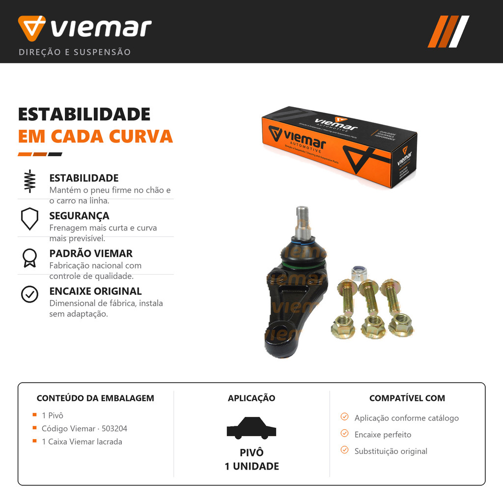 Pivô de Suspensão Mitsubishi L200 Triton Pajero 2001 até 2026 Viemar