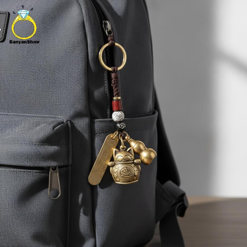 [BANY] Chaveiro Retrô Luy Cat Car Cinco Imperadores Dinheiro Calabash Pingente Exclusivo Para Presente De Feriado Dando