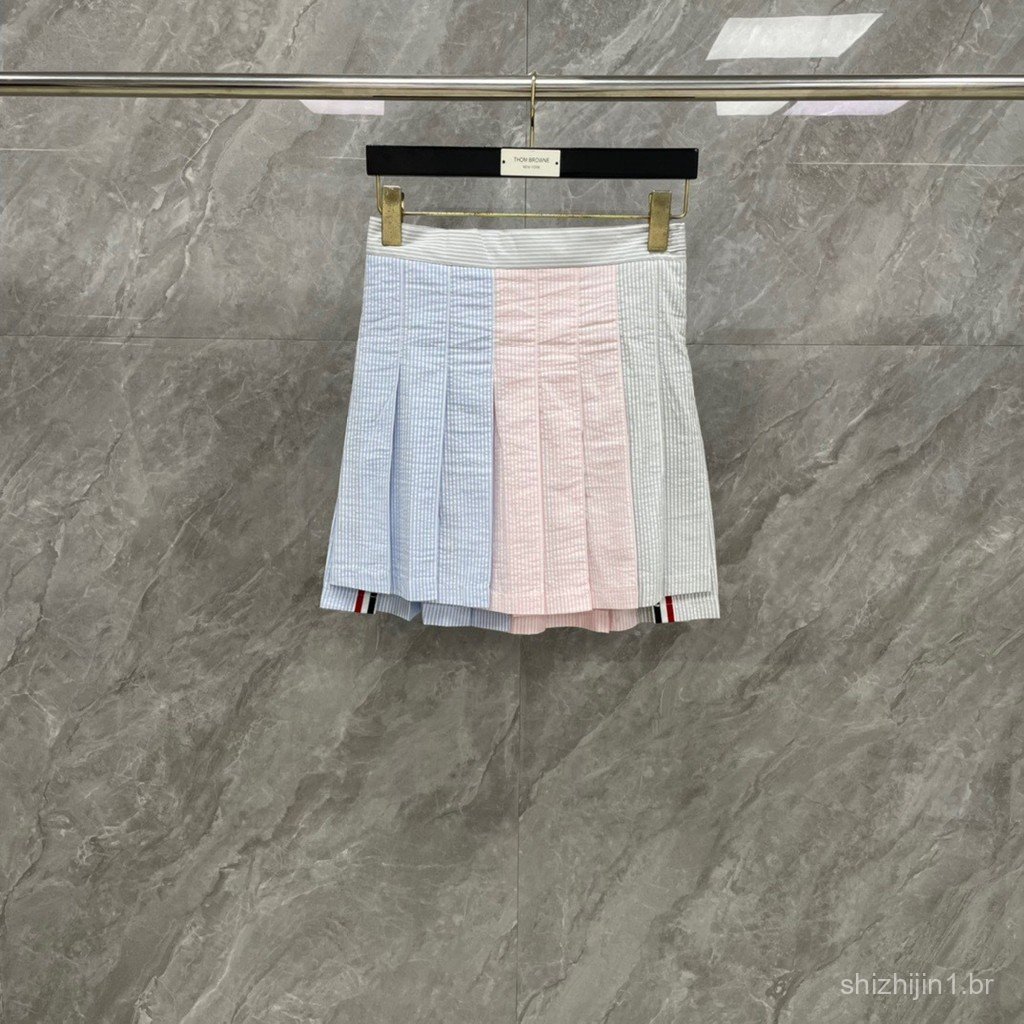 VEVB Summer classic bubble skirt with a front-to-back gradient color design, pleated, youthful, slimming, versatile shor