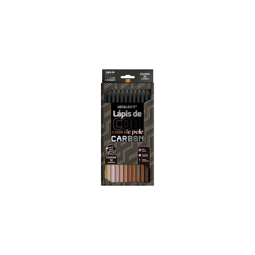Lápis De Cor Carbon 12 Cores Tons De Pele Redondo - Leo&Leo