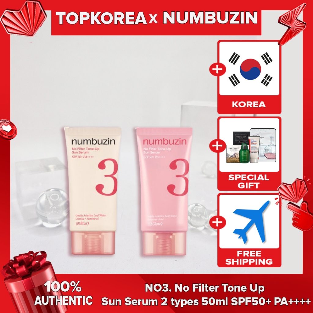 ★ Numbuzin NO3 . Sem Filtro Tone Up Sun Serum 2 Tipos 50ml SPF50 + PA +/Bege/TOPKOREA/Envio Da Coreia /