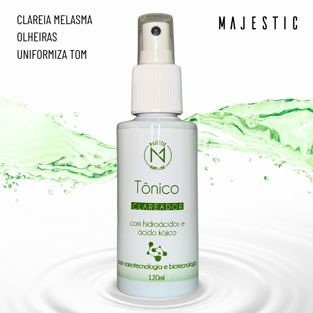Tônico CLAREADOR (Clareia Uniformiza tom de melasma e olheira Regenera) 120ml Majestic