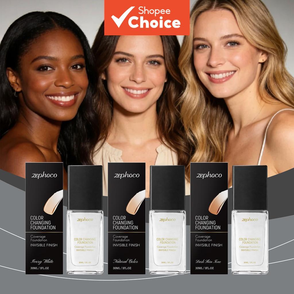Série de Bases Corretiva que se Ajusta ao Tom de Pele 30 ml (Marfim, Natural, Escura) – Leve e Hidratante para uma Pele