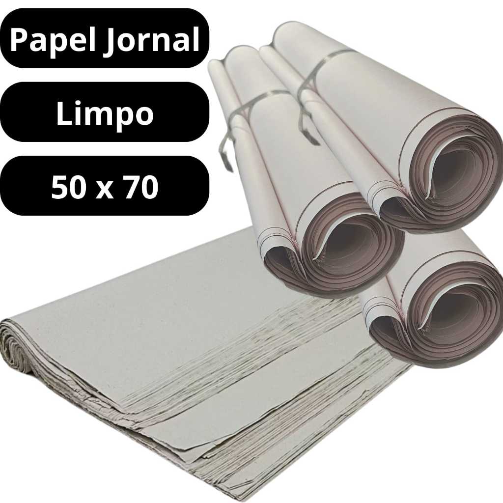 Papel Jornal Limpo Folhas Multiuso 50x70 100 folhas - PET, EMBRULHOS, BANCA, FEIRA -
