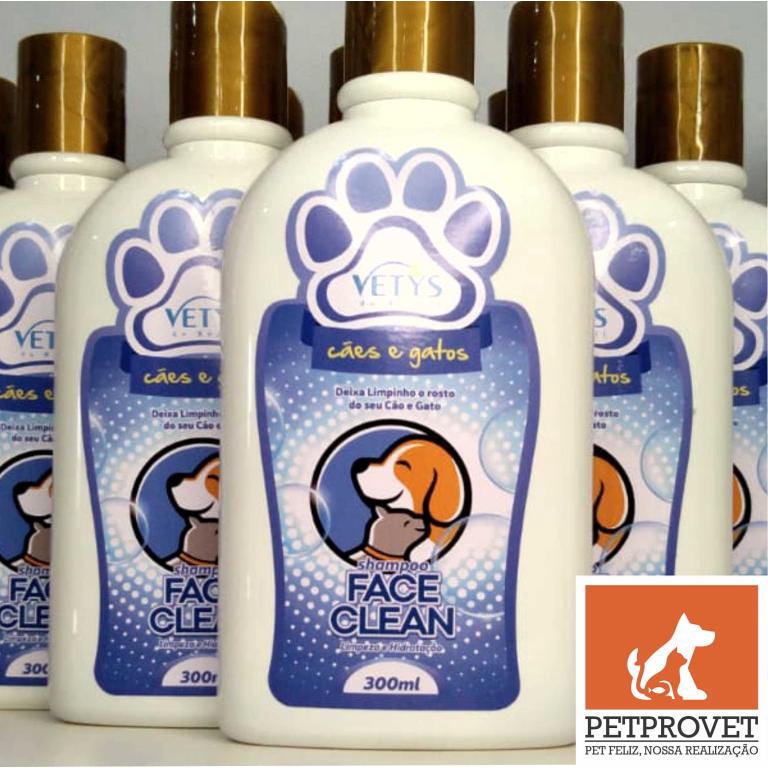 Shampoo Face Clean 300 ml cães e gatos antiodor para cachorros uso profissional banho e tosa