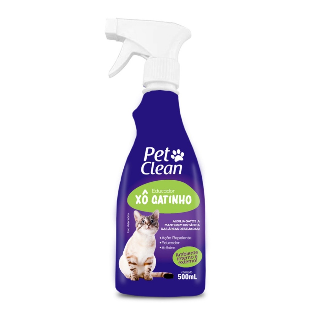 Educador Xô Gatinho Pet Clean 500ml Repelente para Gatos Uso Interno e Externo Spray Kit 1 2 ou 3