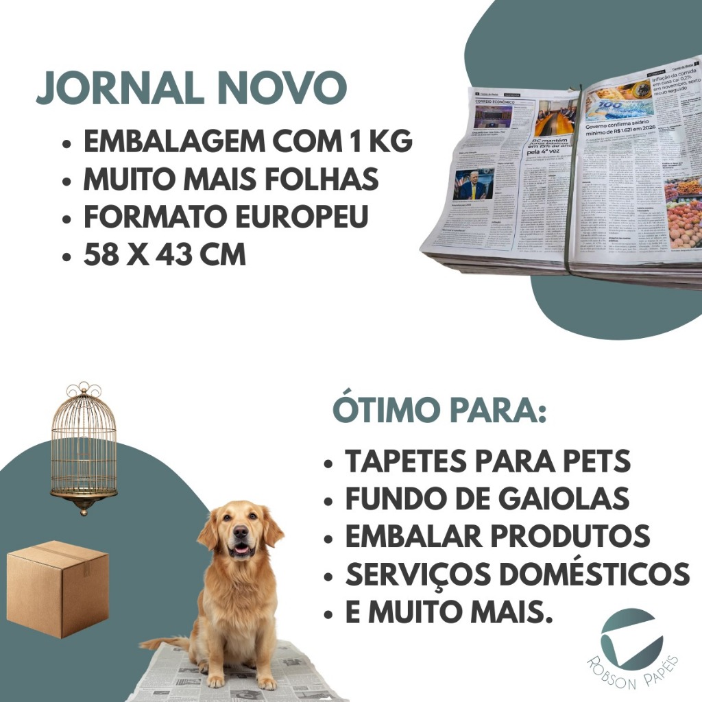 Jornal velho Grande 58x43 para pet 1KG Sem Uso Limpo Jornal de Verdade Produto De Primeira