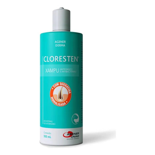 SHAMPOO DR CLEAN CLORESTEN AGENER PARA CACHORRO 500ML ANTIBACTERIANO E ANTIFÚNGICO USO VETERINÁRIO