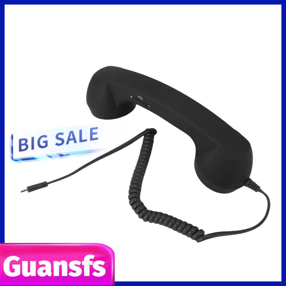 Guansfs.br MEKOTRIN Retro Phone Phone Vintage Wired Type-C Plug Preto