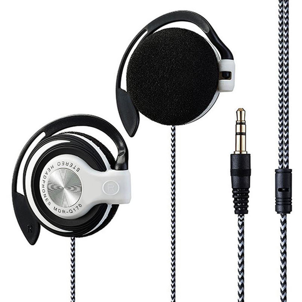FebT_ Universal 3.5mm Plug Wired Clip On Ear Fone De Ouvido Esportivo Baixo Pesado