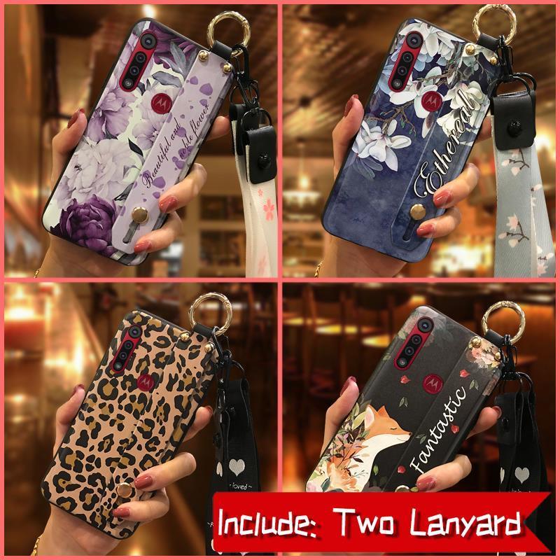 Capa De Telefone Com Anel De Silicone Para MOTO G8 Play/One Macro Suporte À Prova De Choque Kickstand Cordão Resistente