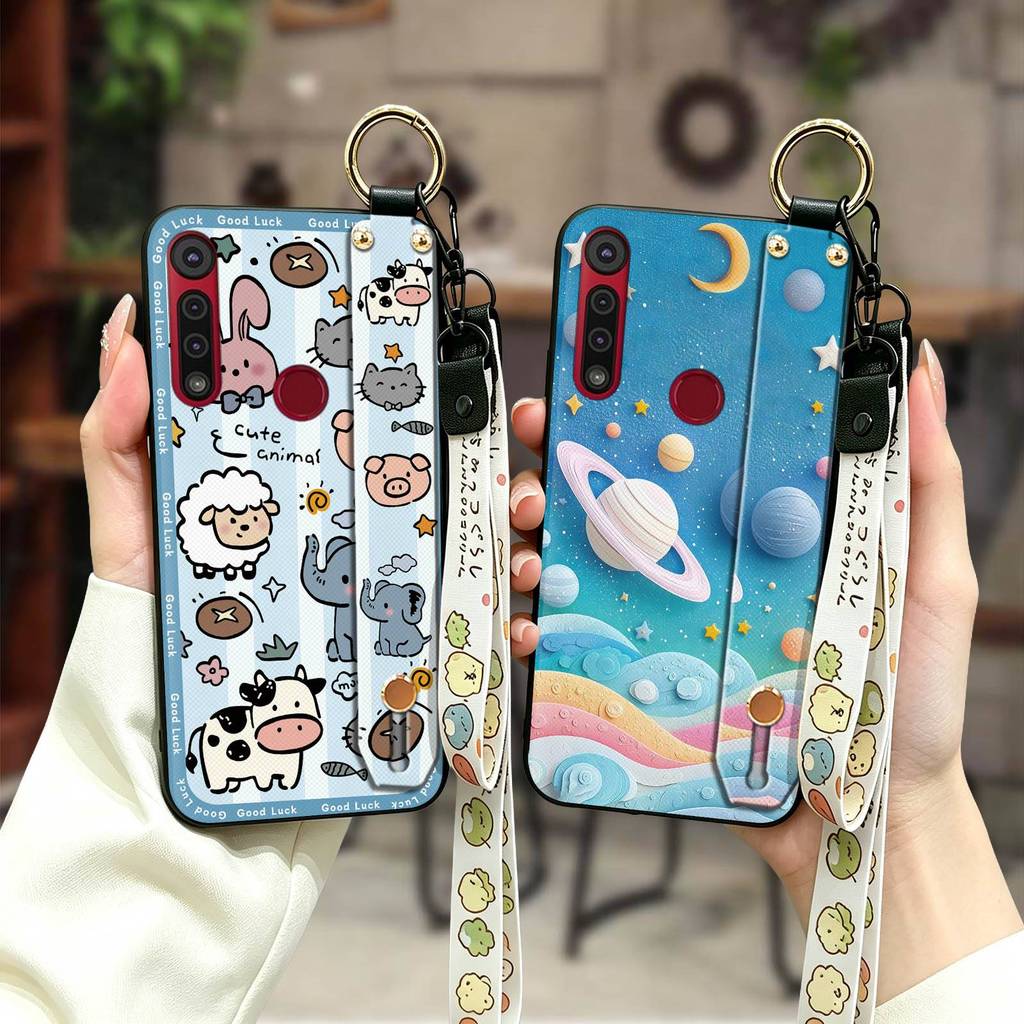 Capa De Telefone Com Alça De Pulso Resistente À Sujeira Para MOTO G8 Play/One Macro Anime Kickstand Protetora Celular An