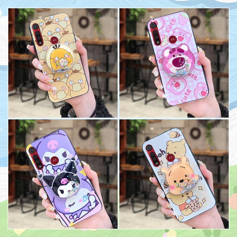 Capa De Telefone Com Glitter Areia Movediça Para MOTO G8 Play/One Macro Cartoon Kickstand Resistente À Sujeira Sensação