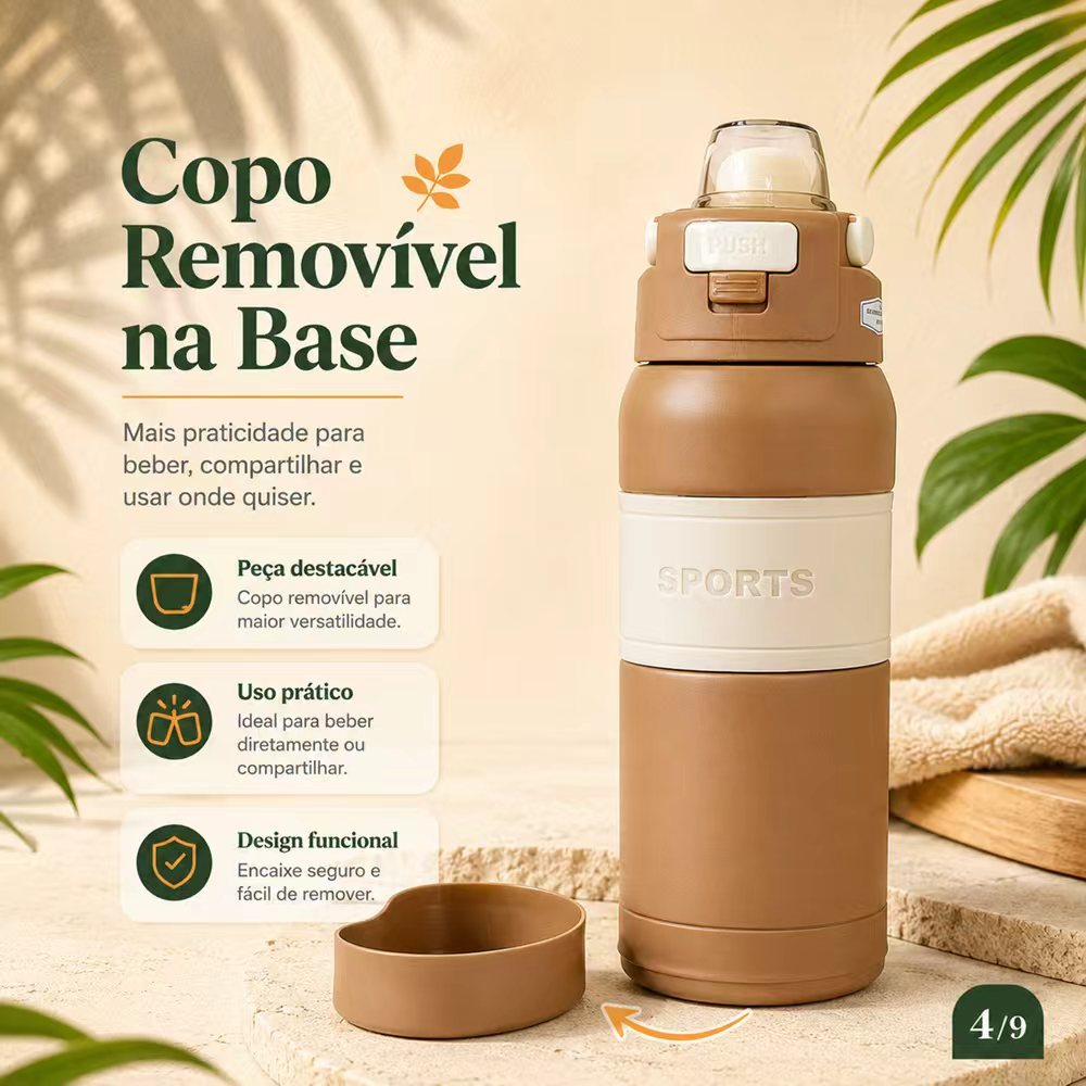 Garrafa Térmica Aço Inoxidável SUS 316 630ml ou 830ml para Academia, Esporte e Viagem EXCELLING ZQL-077/078
