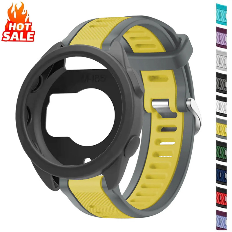 Capa Oca De Silicone + Alça Compatível Com Garmin Forerunner 165 Strap Two Tone Sports Band Protector Cover (Sem Proteto