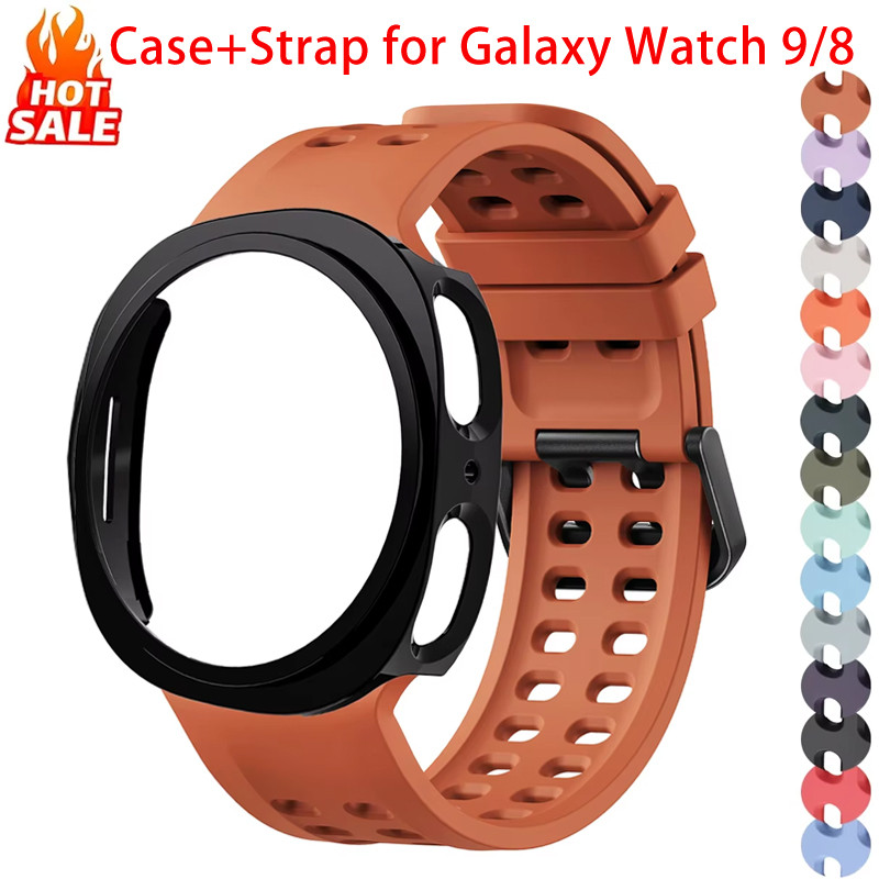 Capa Oca + Pulseira De Silicone Respirável Compatível Com Samsung Galaxy Watch 9 8 40mm 44mm Strap Sport Band PC Cover B