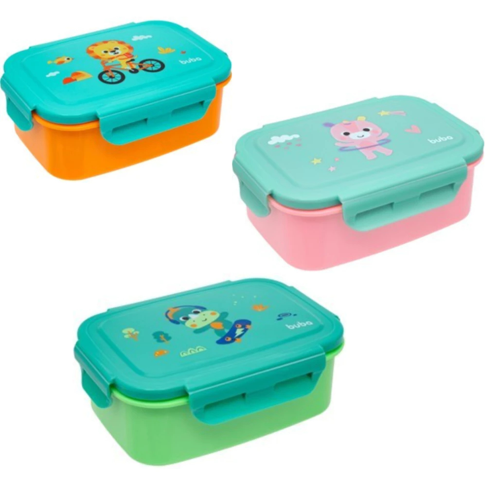 Bentô Box Buba Zoo 600ml com Divisória Ajustável para Alimentos Leão Dino Unicórnio
